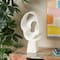 19" White Textured Wave Sculpture with Elevated Base